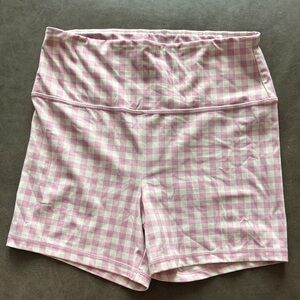 American Eagle Outfitters Pink Checkered High Waist Shorts